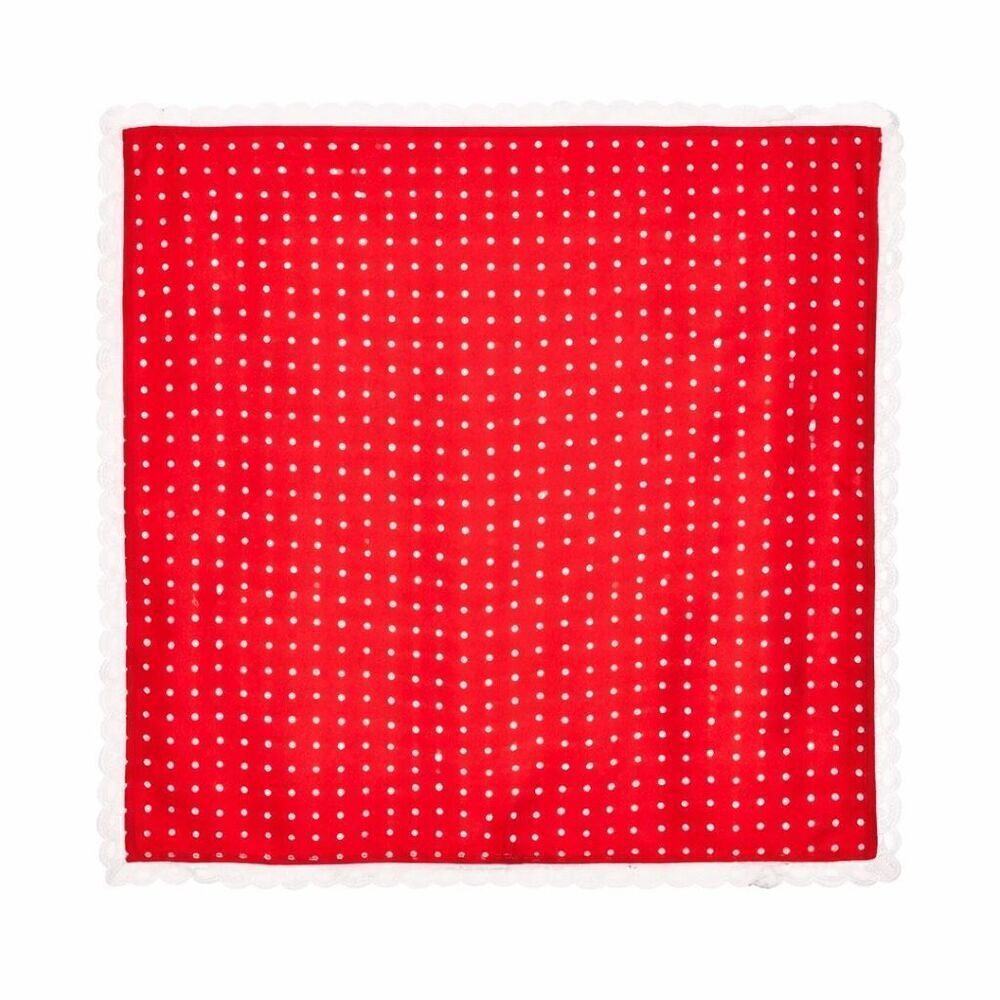 For Love & Lemons Polka Dot Scarf Red Lace Trim Silk Head Neck Square UO New